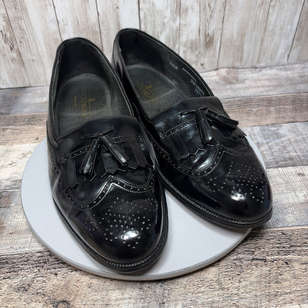 Bostonian Men’s Dress Black Leather Loafers Wingtip Kiltie Tassel Size 10.5 M