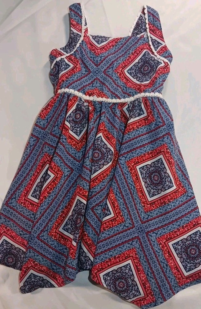 Sweet Heart Rose - Girls Red White Blue Dress - Size 4T - Excellent Condition