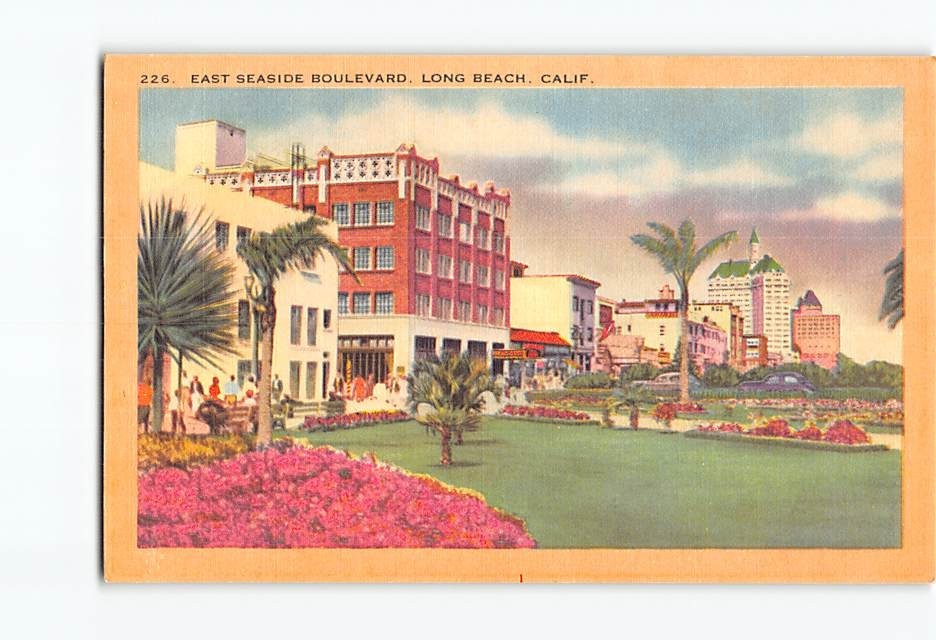 Postcard East Seaside Boulevard Long Beach California USA