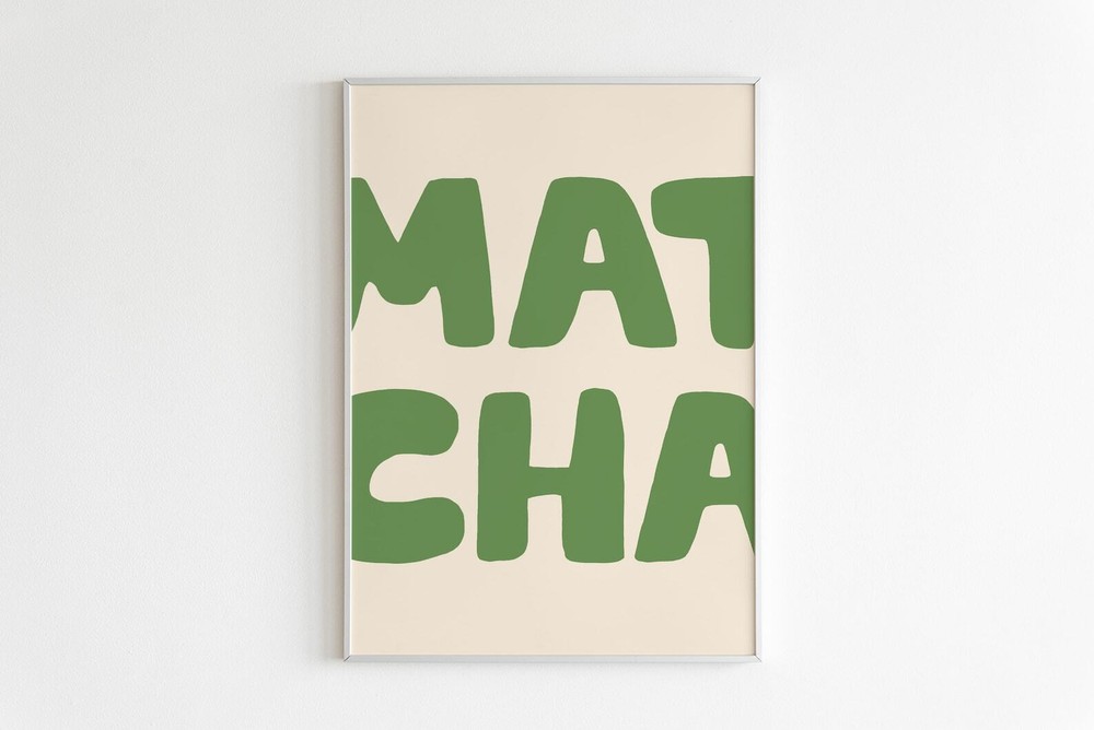 Matcha Poster Matcha Art Print Cafe Poster Trendy Green Print Matcha Wall Art