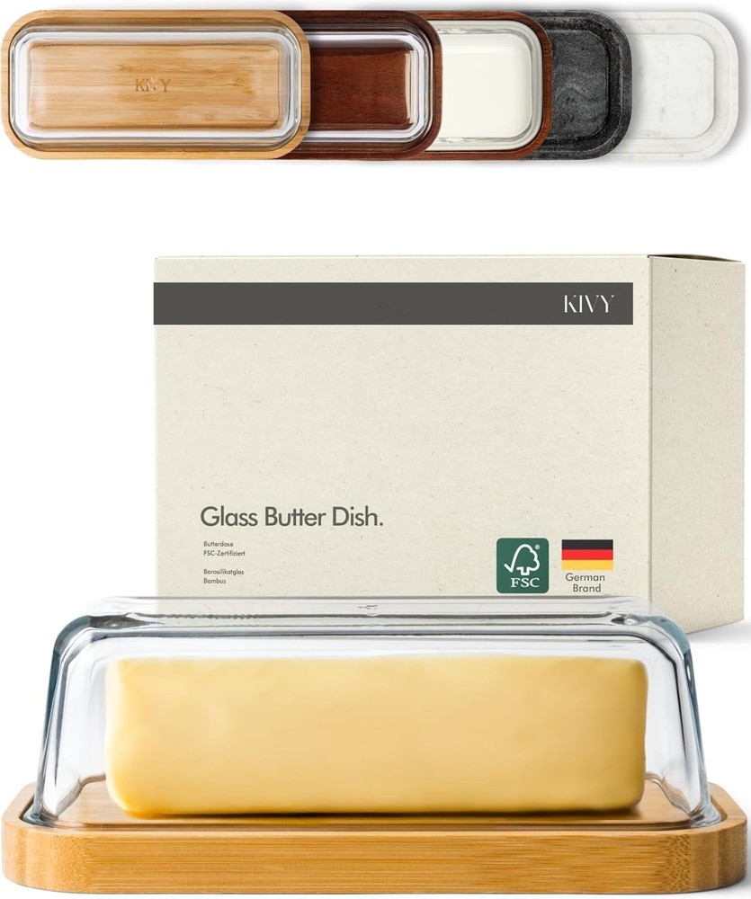 Glass Butter Dish with Airtight Lid That Keeps Butter Soft - for Countertop and