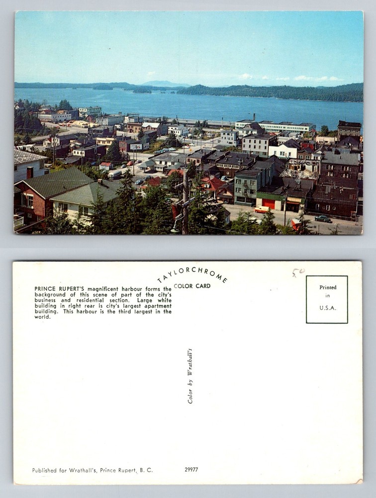 Prince Rupert, BC-British Columbia Harbour View Waterfront City Vintage Postcard