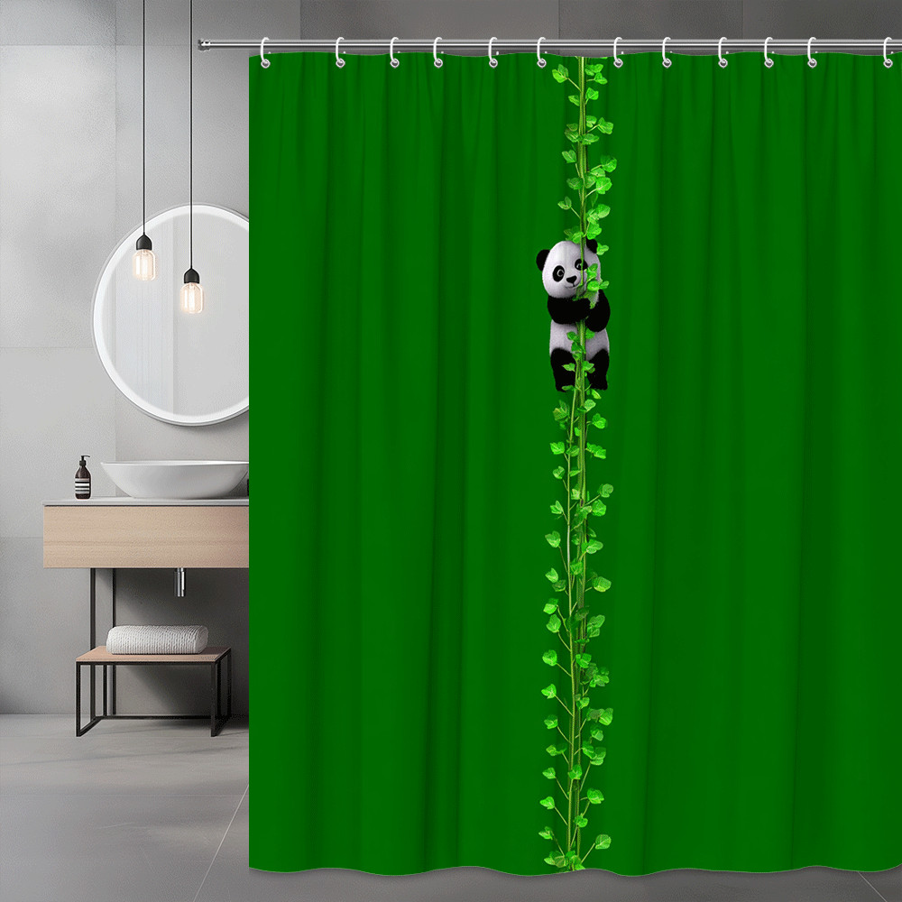 Panda Vine Green Shower Curtain Graphic Print
