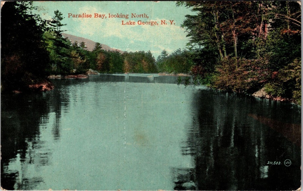 Lake George NY-New York, Paradise Bay, Looking North, Vintage Postcard