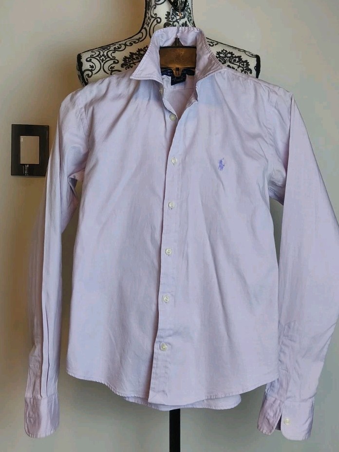 Ralph Lauren Sport Women's Slim Fit Button Down Shirt Size S Purple Long Sleeve