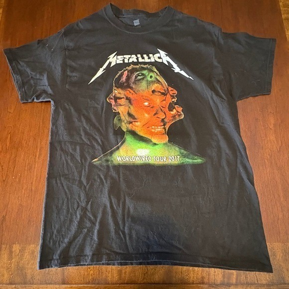 Metallica WorldWired Tour 2017 Graphic T Shirt Double Sided Black Size Large