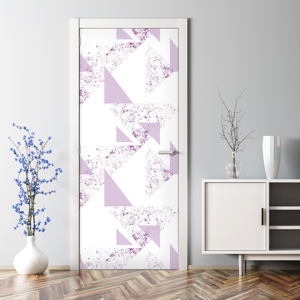 Purple Triangle Easy stick Bubble Free Door sticker Geometric Pink Pattern Decal