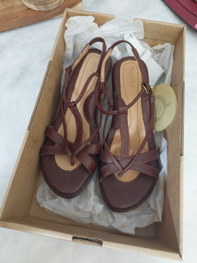 Womens Born Strappy Leather Wedge Sandals - Size 7 - Nib