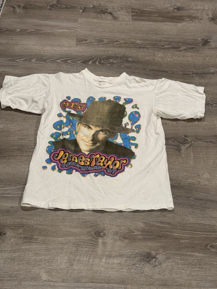 Vintage James Taylor 90s Concert Tour Shirt Size Large Rap Tee Style