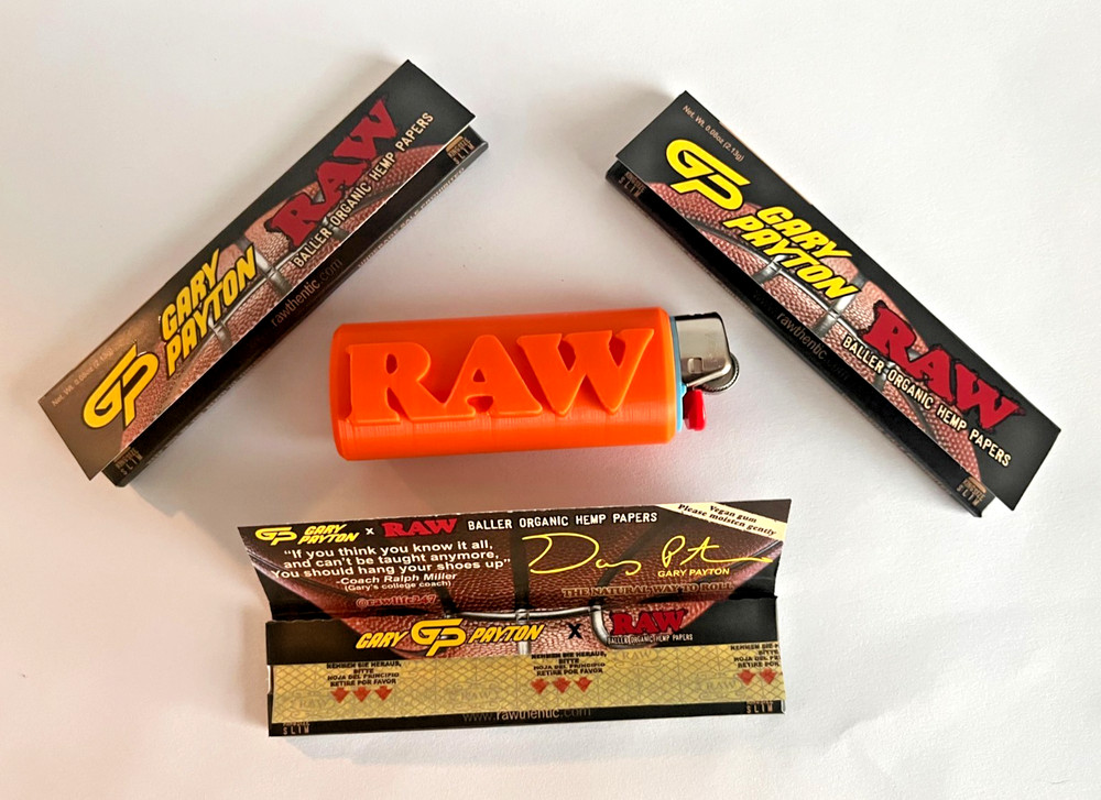 RAW x Gary Payton Hemp King Size Slim Rolling Papers 3 Pack + Lighter