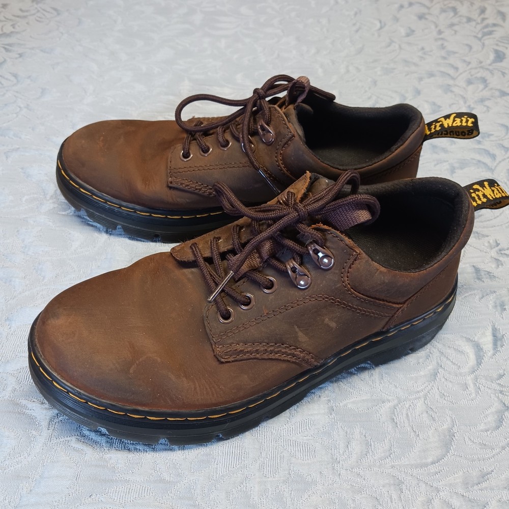 Dr Martens Reeder Unisex Brown Leather Low Ankle Utility Shoes Men 8 Women 9
