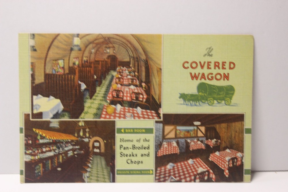 Covered Wagon Restaurant, Chicago Illinois, Linen Postcard