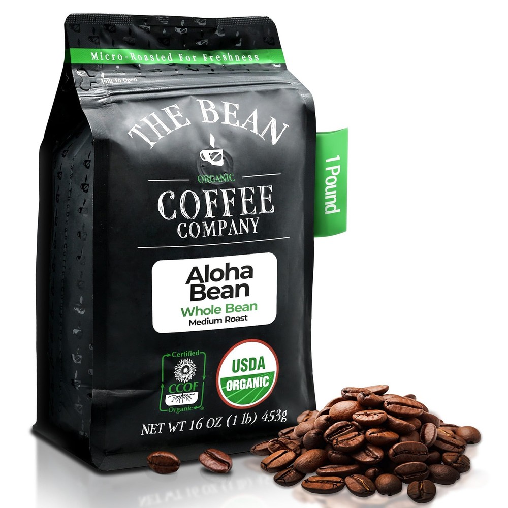 The Bean Organic Coffee Company Aloha Bean (Hawaiian Hazelnut), Medium Roast,...