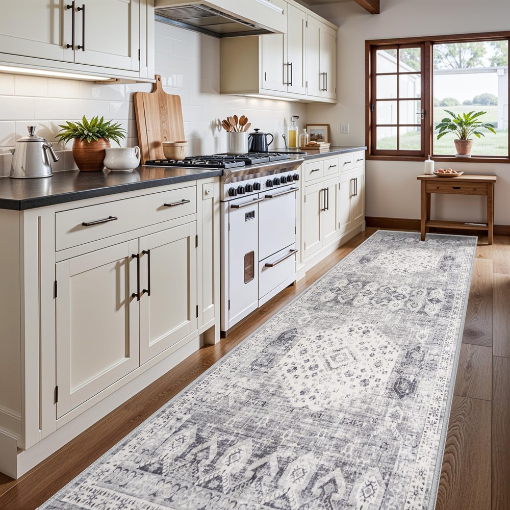 4x12 Washable Kitchen Runner Rug - Wide Indoor Entryway Hallway Rugs with Non...