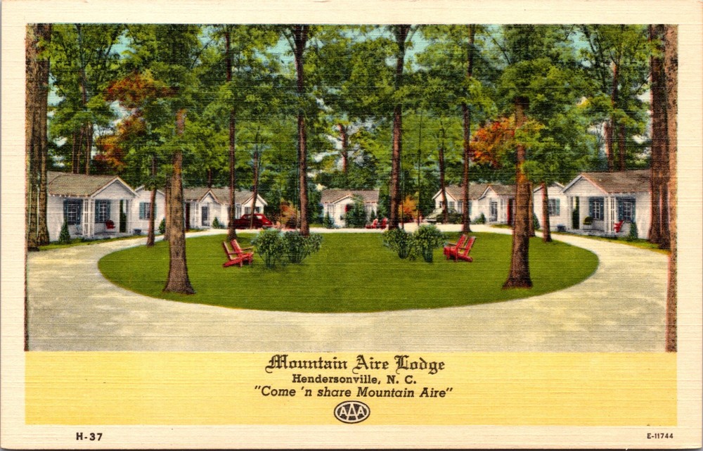 Mountain Aire Lodge Hendersonville North Carolina Linen Motor Court Postcard