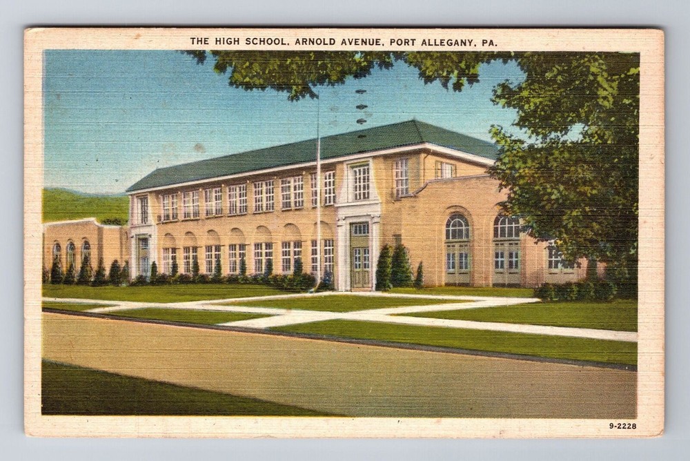 Port Allegany PA-Pennsylvania, the High School, Antique Vintage Postcard