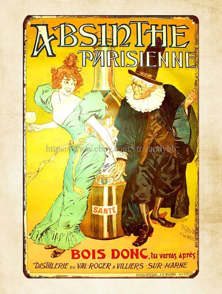 Absinthe Parisienne ALCOHOL DRINK metal tin sign nostalgic garage-image