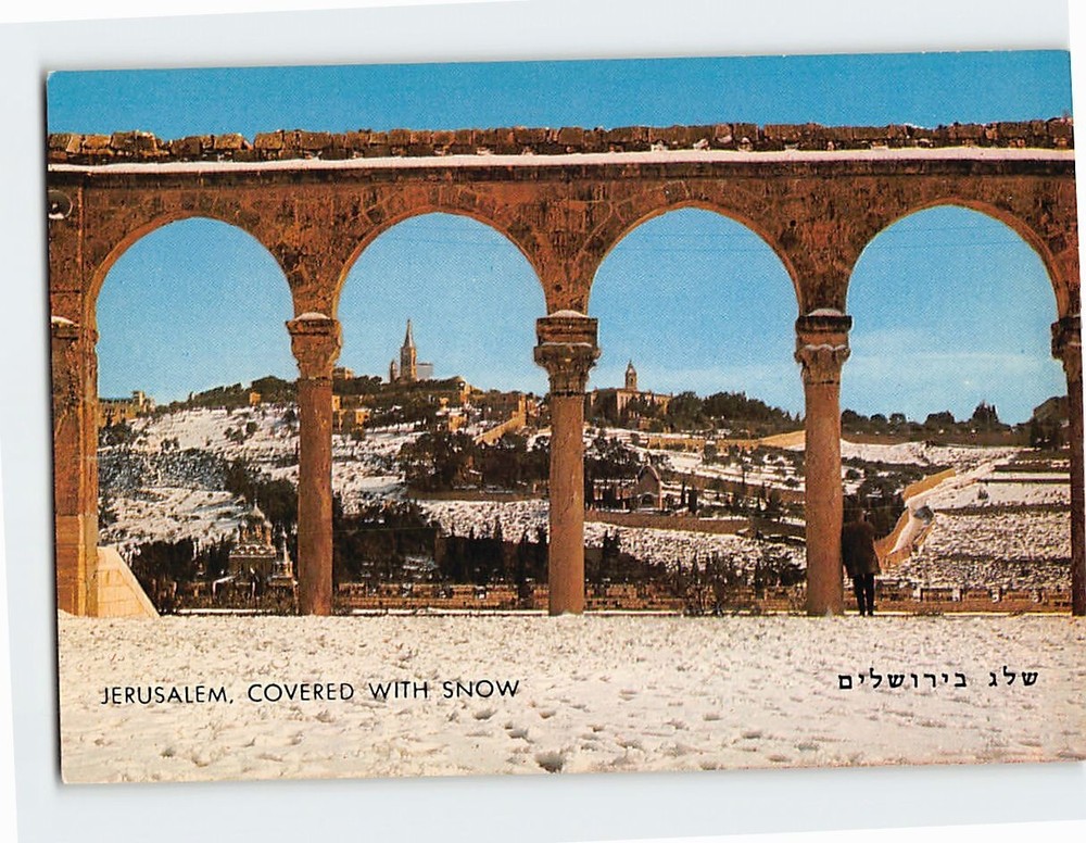 Postcard Winter Scene View to Mt. of Olives from Temple Area Jerusalem Israel