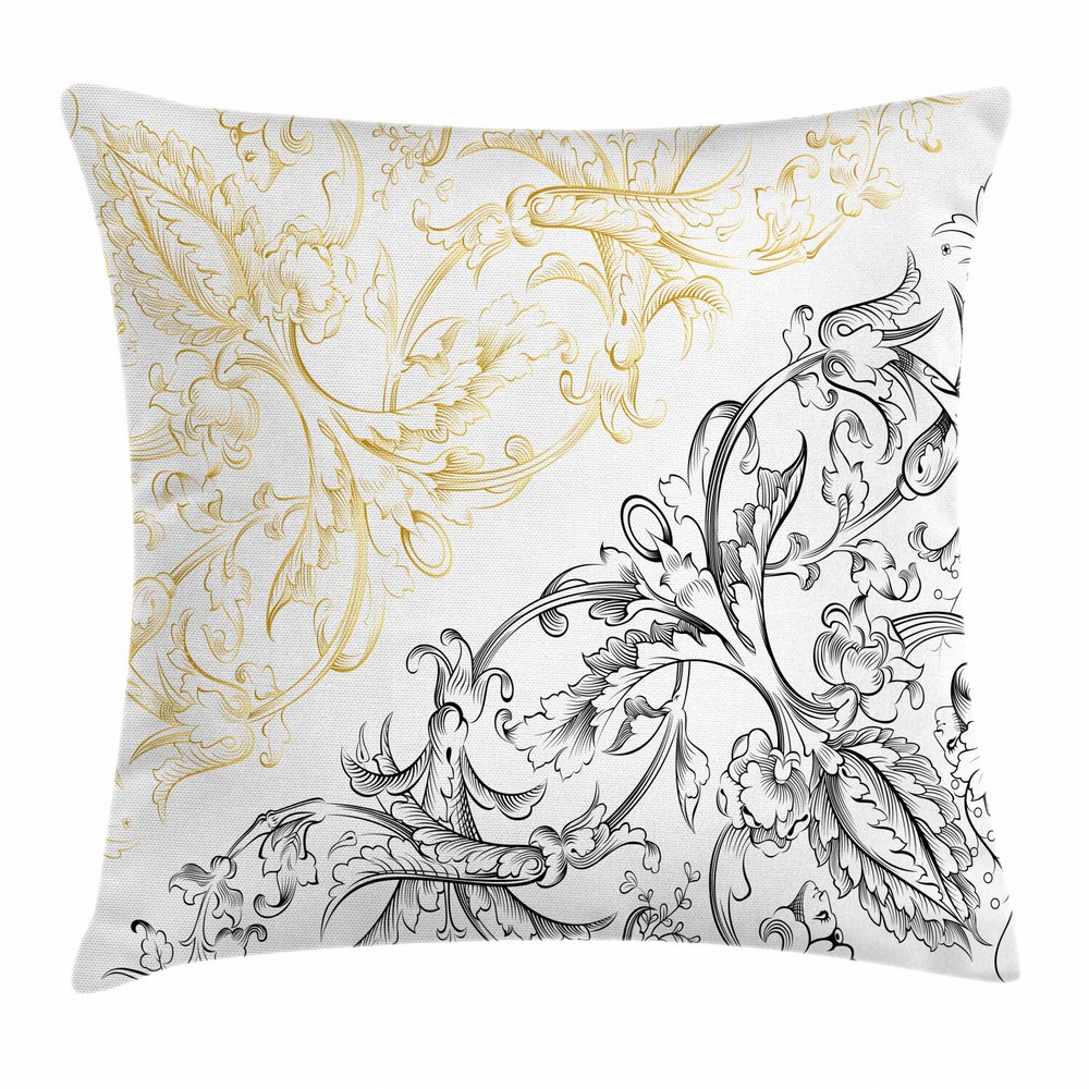 Abstract Fish Circles Floral Square Pillow Cover 24 Inches Cushion Case