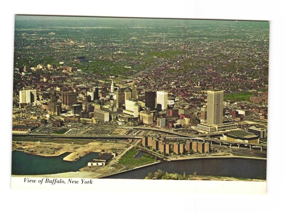 Aerial view of Buffalo NY vintage postcard unposted