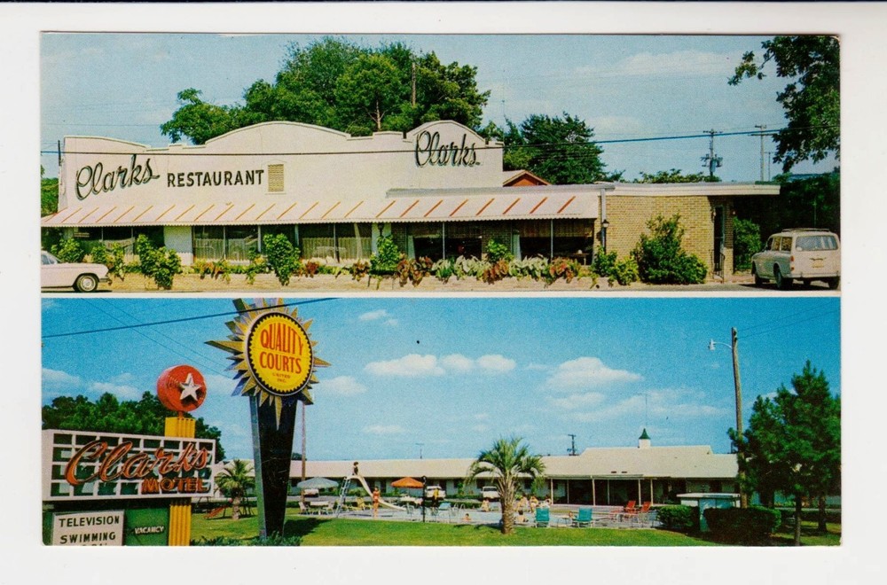 CLARK’S MOTEL & CLARK’S RESTAURANT, SANTEE, S.C. –QUALITY COURTS –1960s Postcard