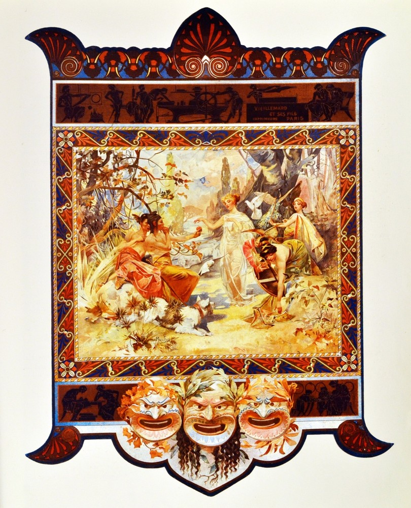 Decor Poster.Interior design Art Nouveau.Mucha Nymph Party.6264