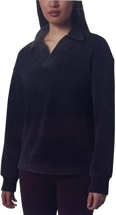 Mondetta Women's Corduroy Fleece Pullover, Black, Size XXL