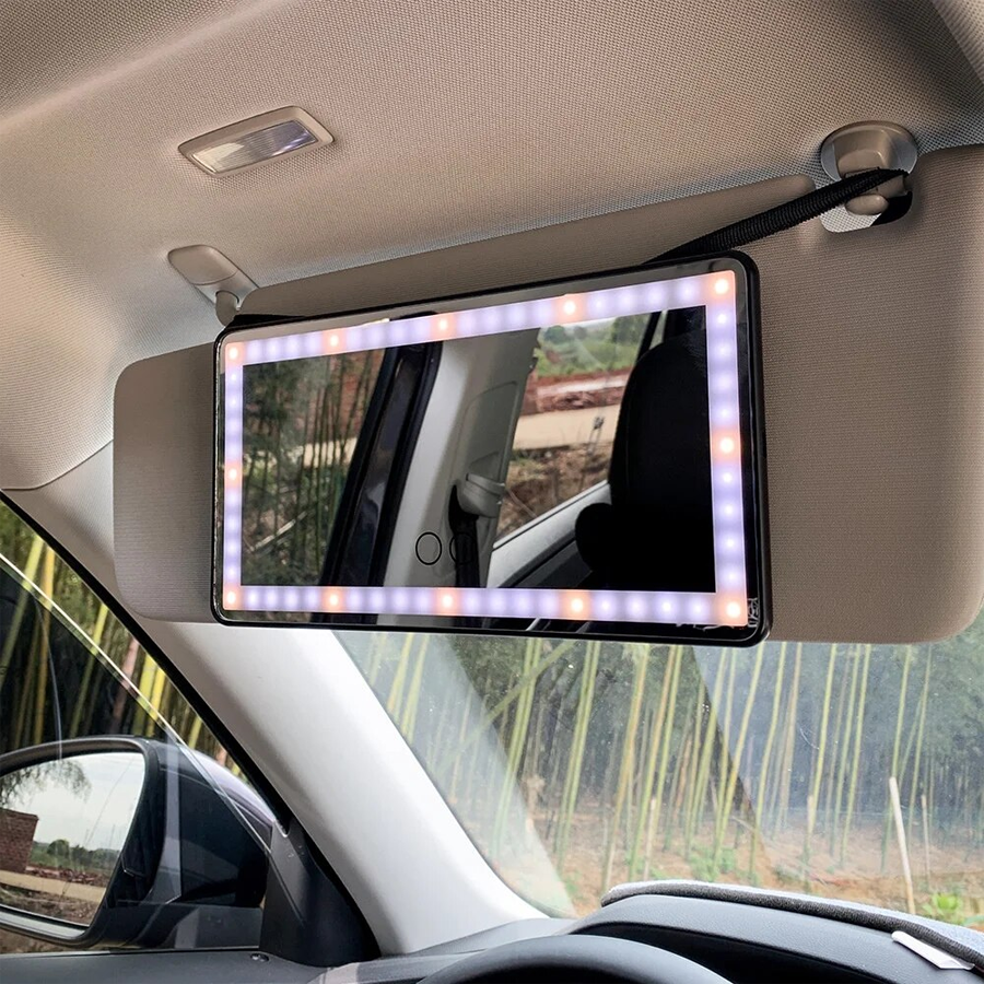 Rechargeable Car Sun Visor Vanity Mirror with 60 LEDs & 3 Light Modes
