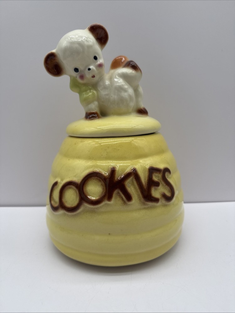 Vintage American Bisque Style- Bear On A Beehive? Cookie Jar