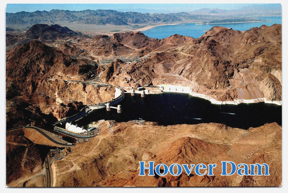 Vintage Outdoor Postcard Hoover Dam Colorado River Water Canyon Arizona Nevada