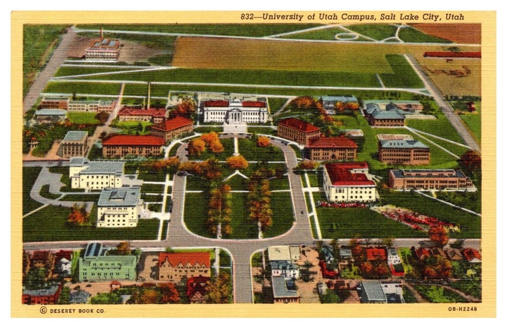 1940s Aerial View University of Utah Campus Salt Lake City Utah Vintage Postcard