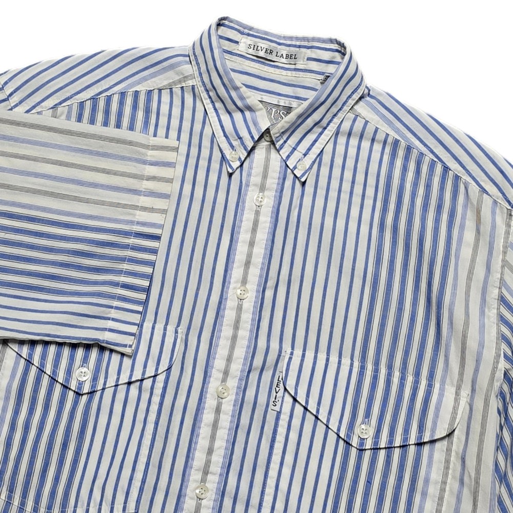 Vintage Levi’s Shirt Silver Label Striped Button Short Sleeve Big E Mens S 70s