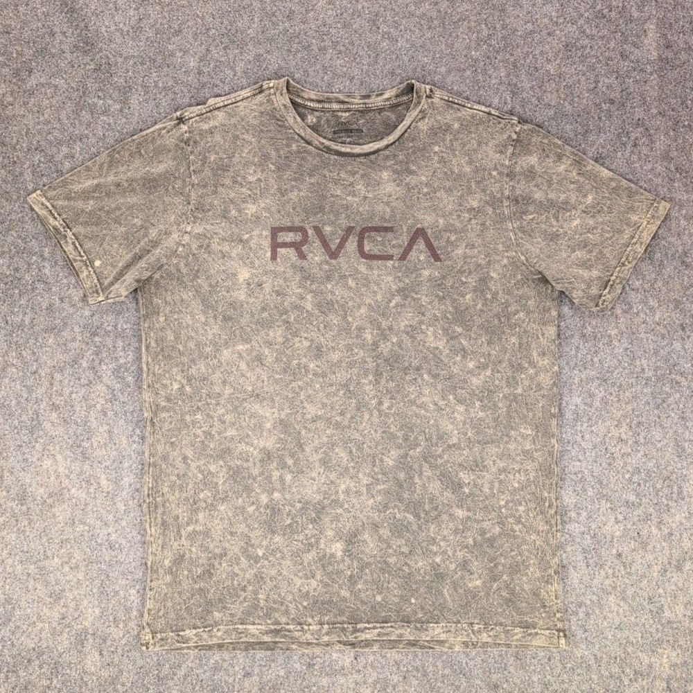 RVCA Shirt Mens XL Beige Acid Wash RVCA Logo Graphic Tee Tagless Casual