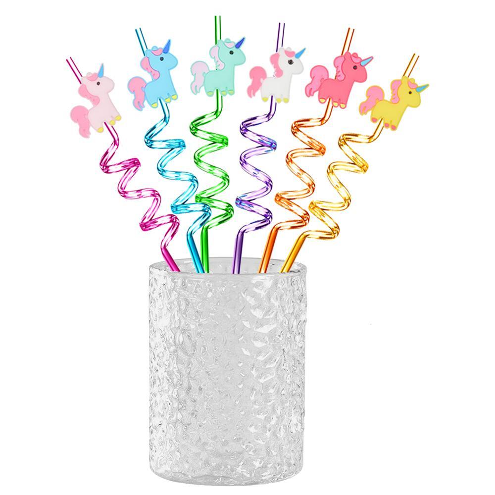 8pcs Reusable Unicorn Shaped Straws for Kids Birthday Party