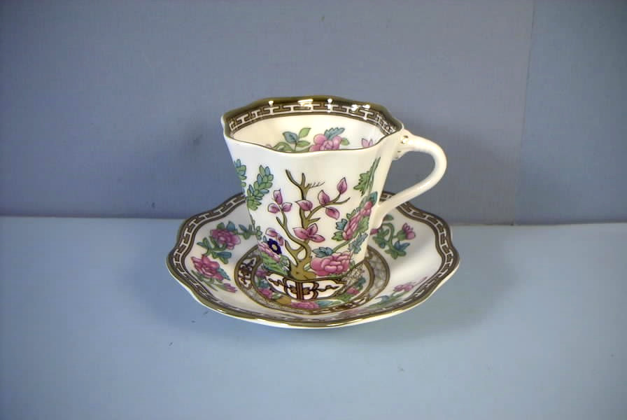 3 Ounce Demitasse Cup And Saucer, Indian Tree Pattern, Coalport China, England