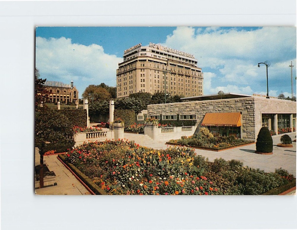 Postcard Sheraton Brock Hotel & Bus Terminal Garden Niagara Falls Ontario Canada