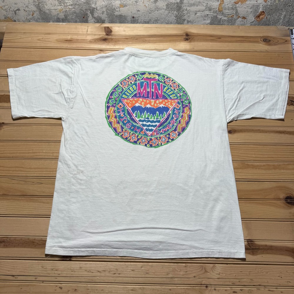 Vintage 90s SDI Mountain High Energy Art Single Stitch Graphic T-Shirt - Size XL