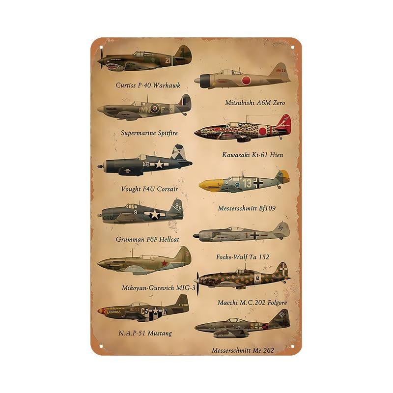 YOYI ART Metal Type of Aircraft Sign - Airplane Aviation Decor Art, Retro