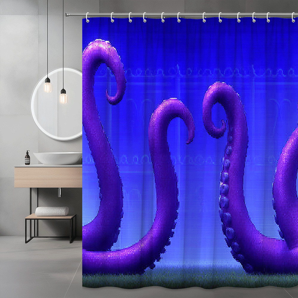 Purple Octopus Tentacles Shower Curtain Graphic Ocean Decor