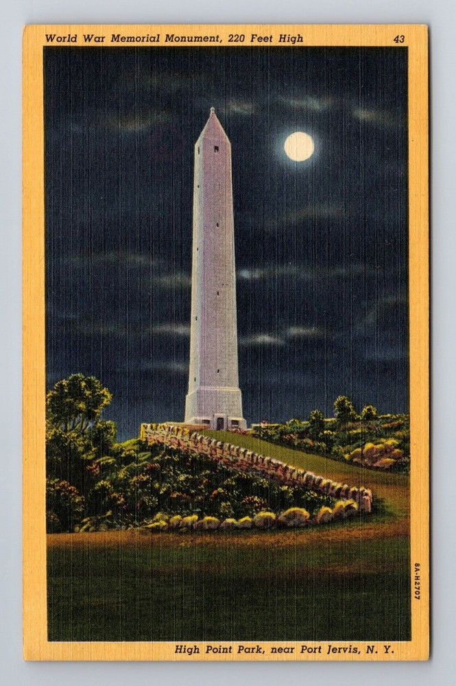 Port Jervis NY-New York, World War Memorial Monument, Antique, Vintage Postcard