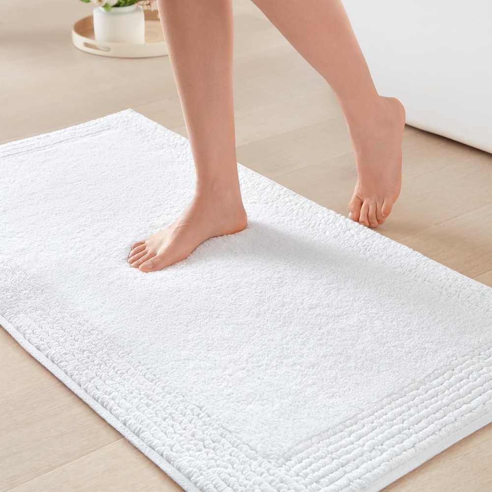 100% Cotton Bath Rug, Reversible Tufted Plush Bathroom Mat, 3000 GSM Quick Dry