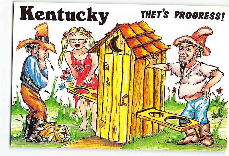 Postcard Thet's Progress Outhouse Humor Comic Card Kentucky USA