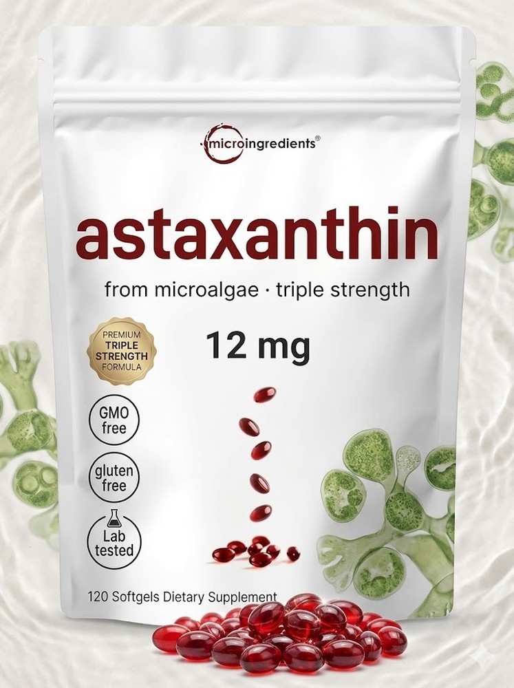 1 PACK Astaxanthin 120 Softgels 12mg Daily Supplement for Eye & Joint Support