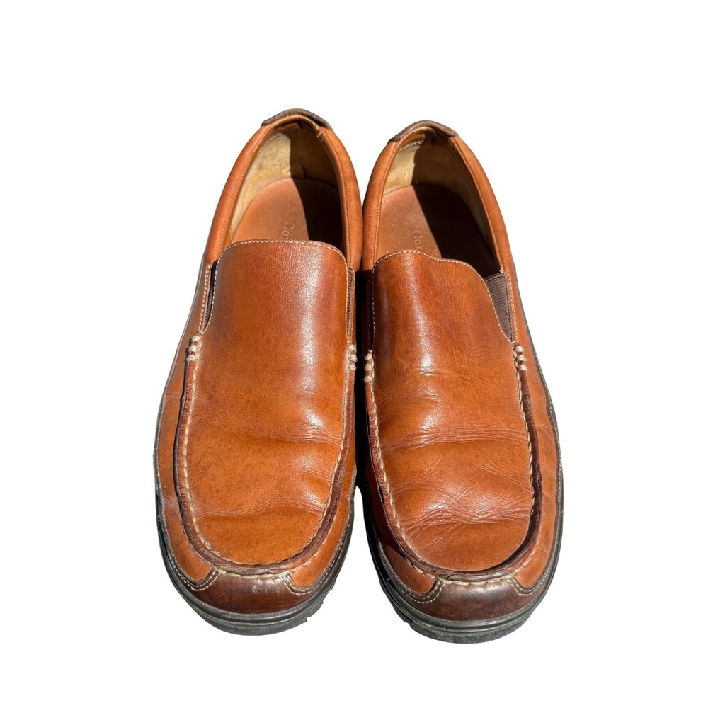 Cole Haan Mens Brown Leather Vibram Sole Slip On Loafers Size 11M