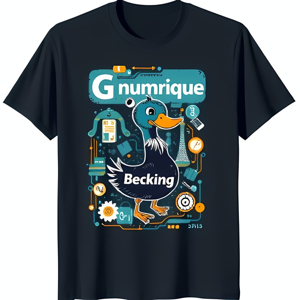 Playful Cartoon Graphic Black T-Shirt for & Adults Fun Gnumrique Design