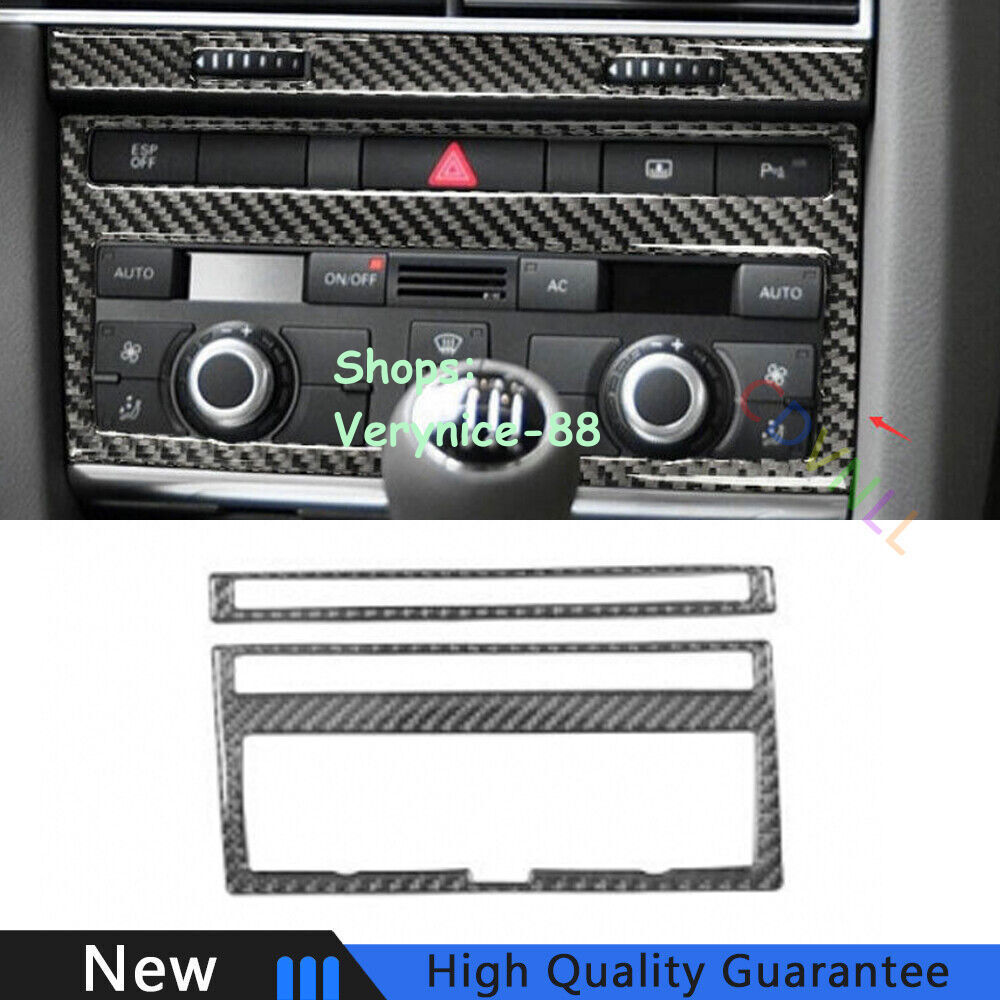 For Audi A6 2005-2011 Real Carbon Fiber Car Console CD Button Control Frame Trim