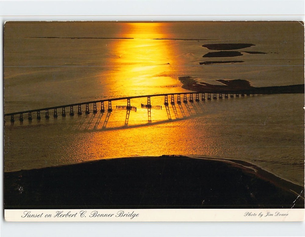 Postcard Sunset on Herbert C. Bonner Bridge North Carolina USA