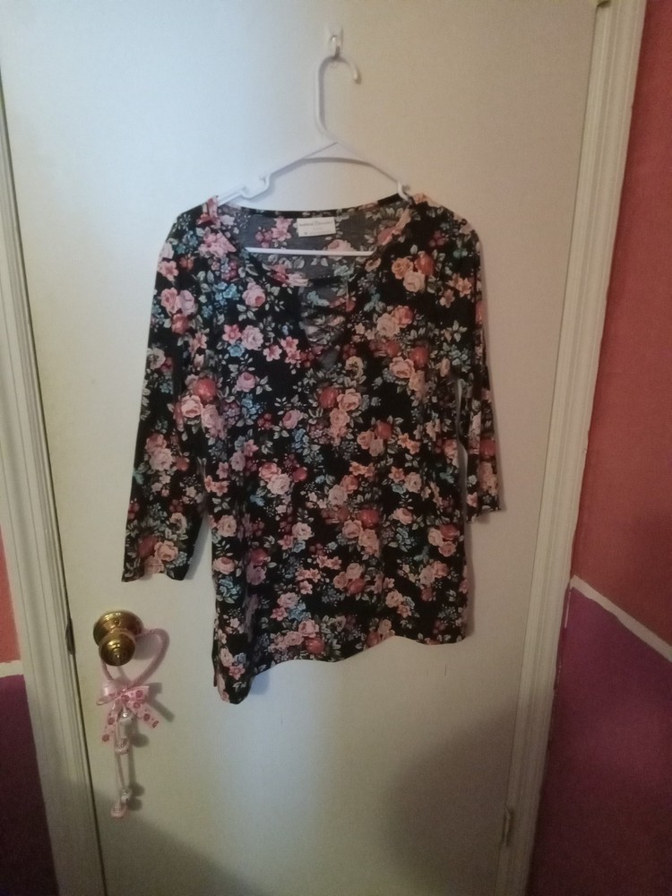 Women's Floral Print 3/4 Sleeve Tunic Blouse