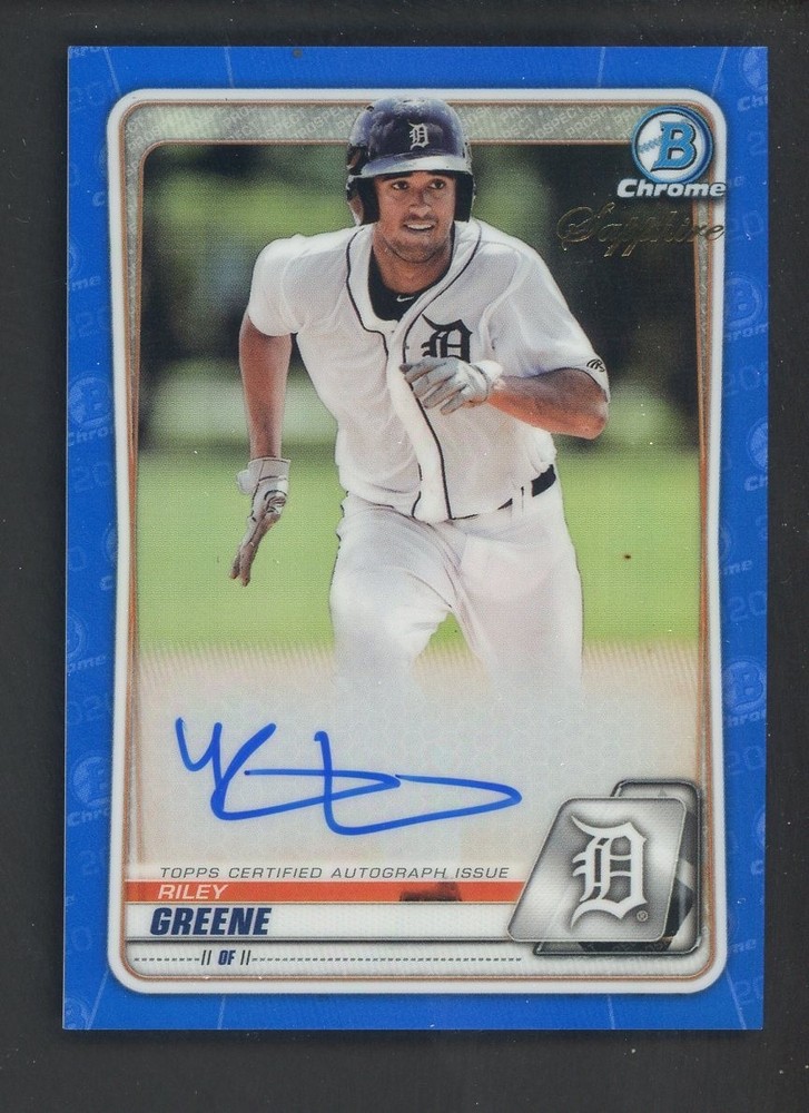 2020 Bowman Chrome Blue Refractor Riley Greene Tigers RC Rookie AUTOPROBSTEIN is actively accepting consignments !!