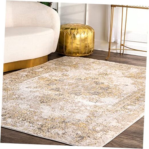 Jodee Vintage Medallion Gold Area Rug 7x9 Rectangular